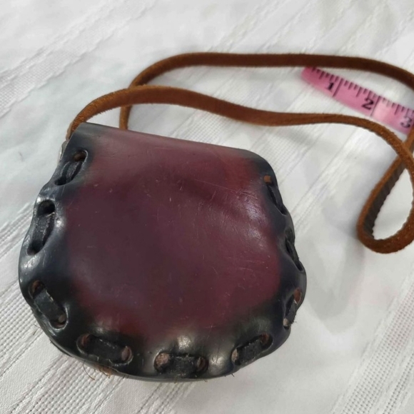 Vintage Genuine Leather Floral Embossed Tooled Hand Painted Mexican Mini Bag - Picture 3 of 8